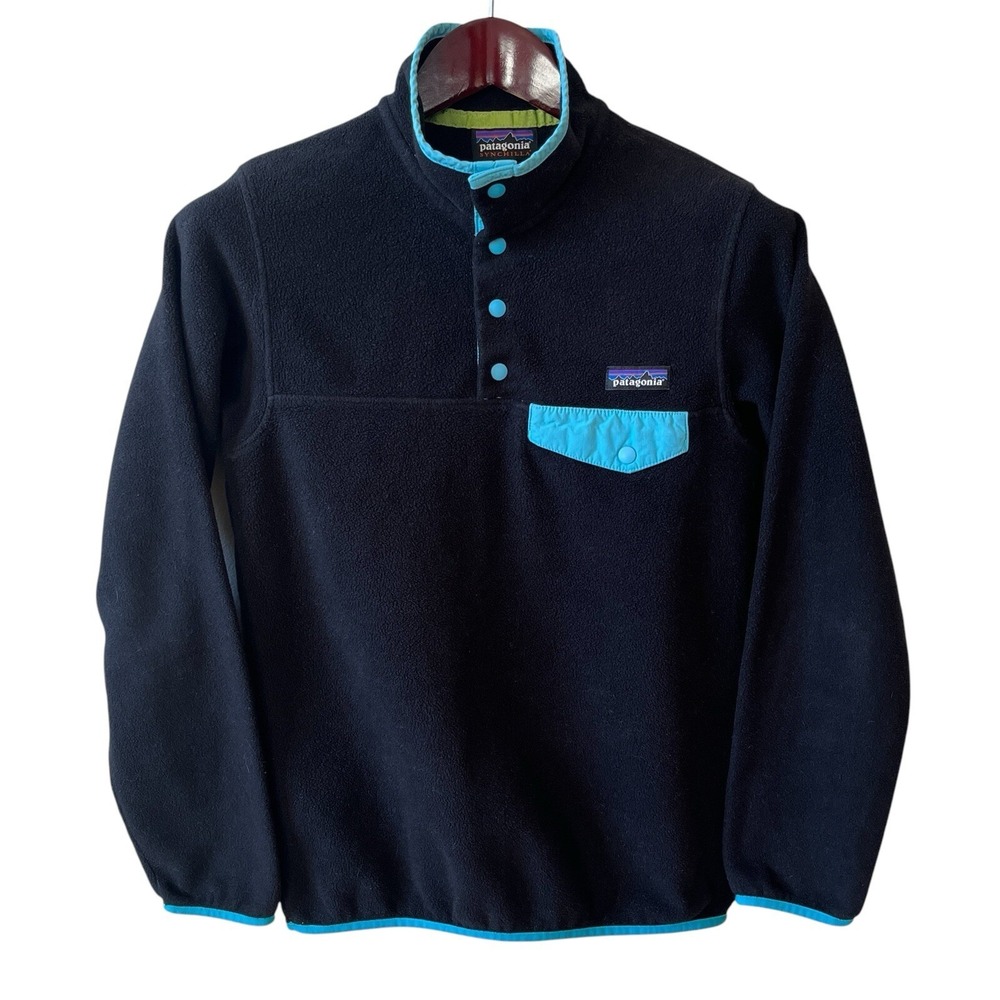 Patagonia Lightweight Synchilla Snap-T‎ Fleece Pullover Womens XS Black 25455